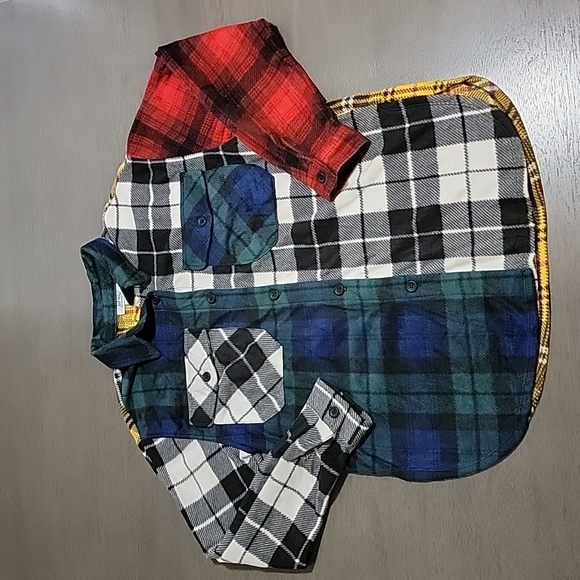 Just Polly Mixed Plaid Flannel Shirt - Picture 3 of 9